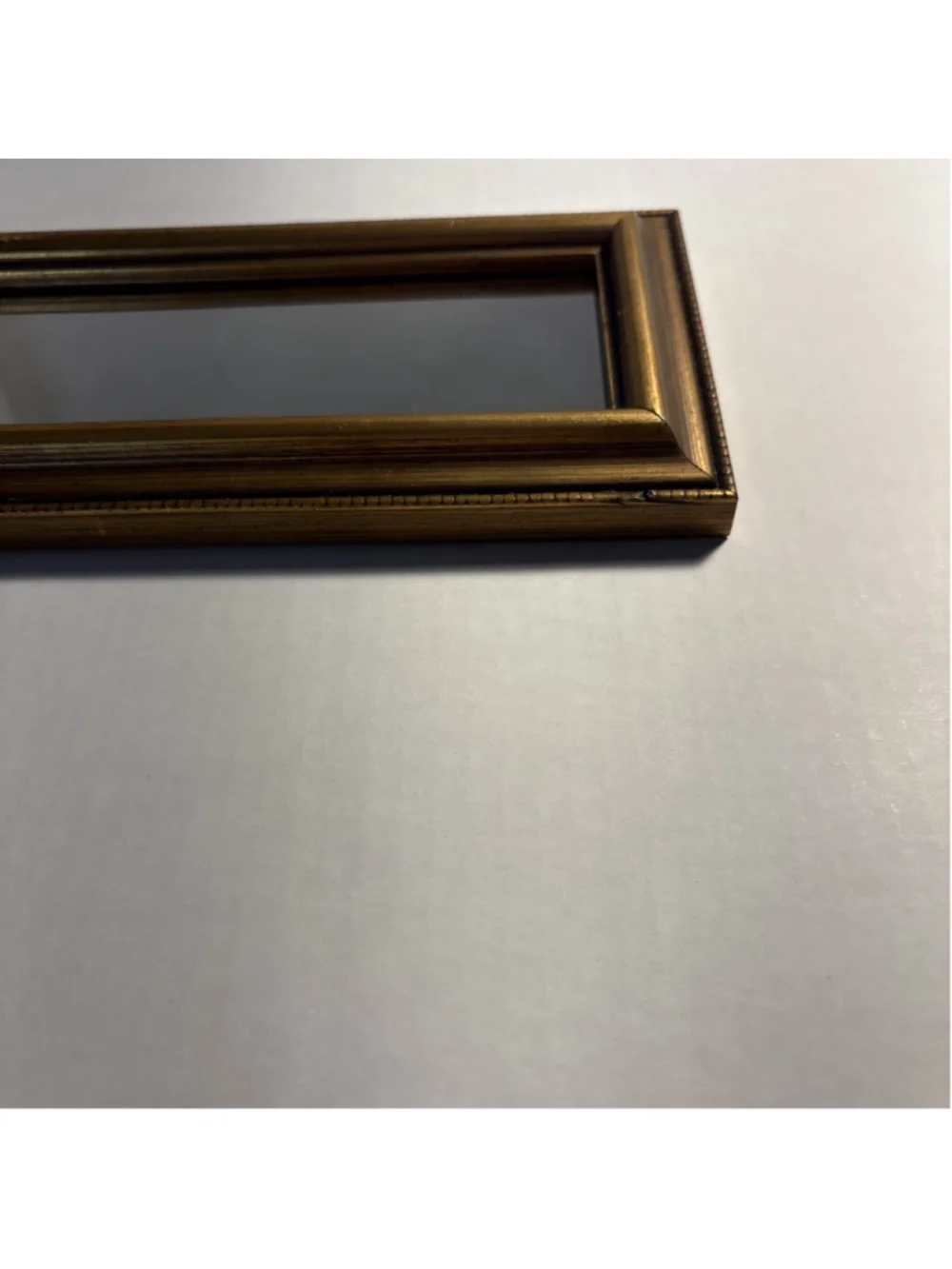 Ornate Gold Wood Wall/shelf Mirror Small Rectangle Gilt Stepped Frame 1211